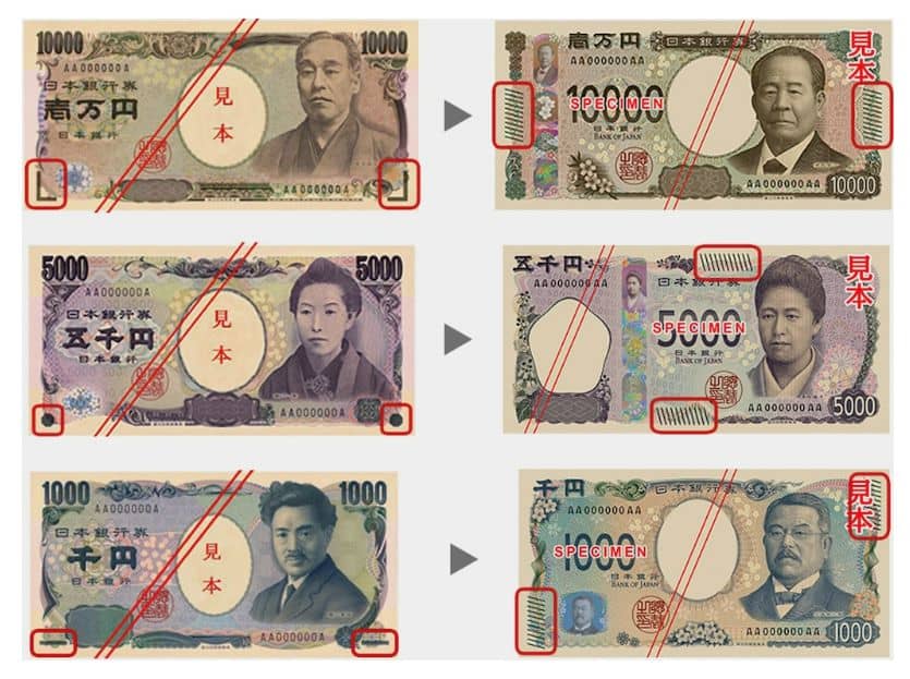 일본 지폐 신권과 구권